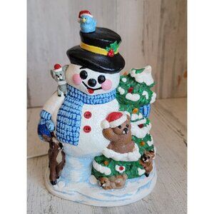 Vintage ceramic Frosty Snowman forest frees xmas tree home decor‎